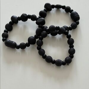 Black Beaded Bracelets Set
